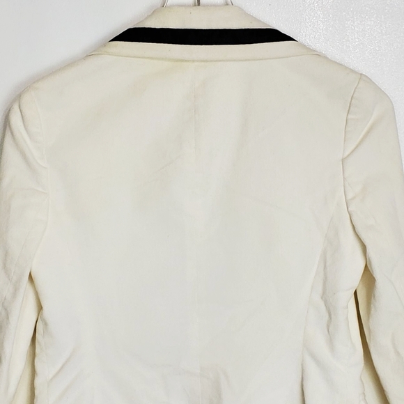 alice olivia size S corduroy trim satin blazer jacket off white casual career - Picture 7 of 12